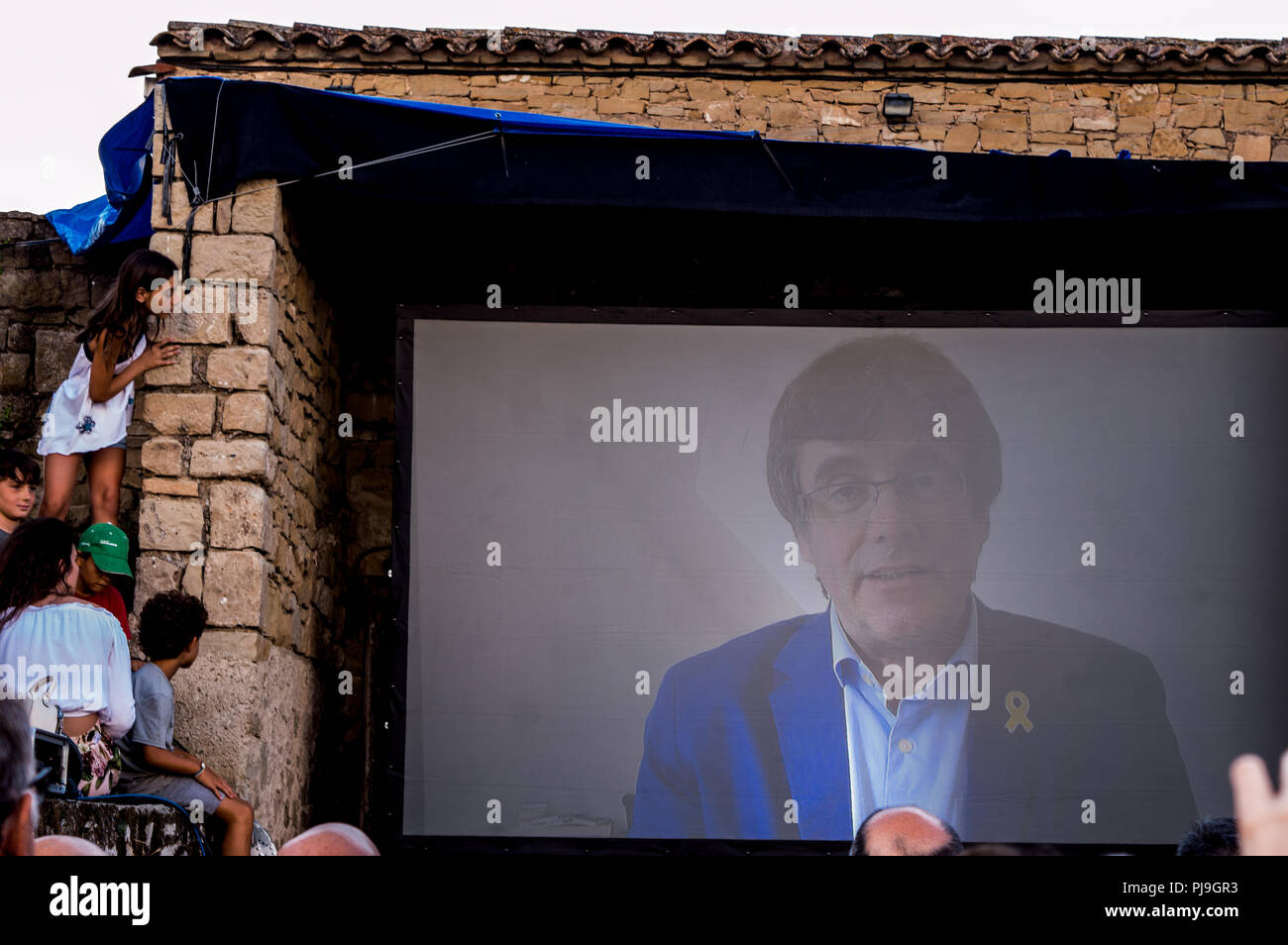 Talamanca,Spain,aniversary of 1714 battle with the presence of Mr Quim Torra president of the Generalita of Catalunya Stock Photo
