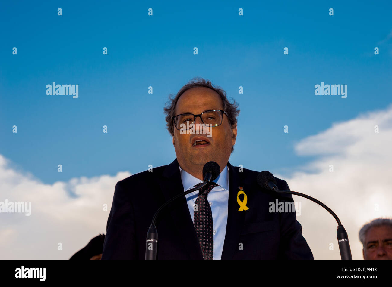 Talamanca,Spain,aniversary of 1714 battle with the presence of Mr Quim Torra president of the Generalita of Catalunya Stock Photo