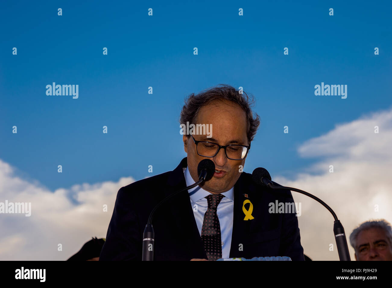 Talamanca,Spain,aniversary of 1714 battle with the presence of Mr Quim Torra president of the Generalita of Catalunya Stock Photo