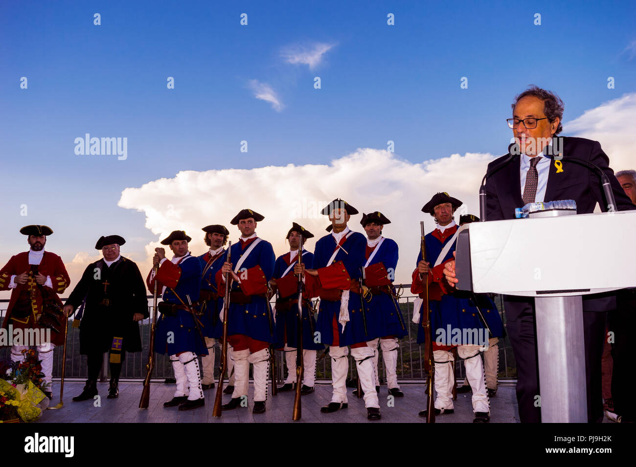 Talamanca,Spain,aniversary of 1714 battle with the presence of Mr Quim Torra president of the Generalita of Catalunya Stock Photo