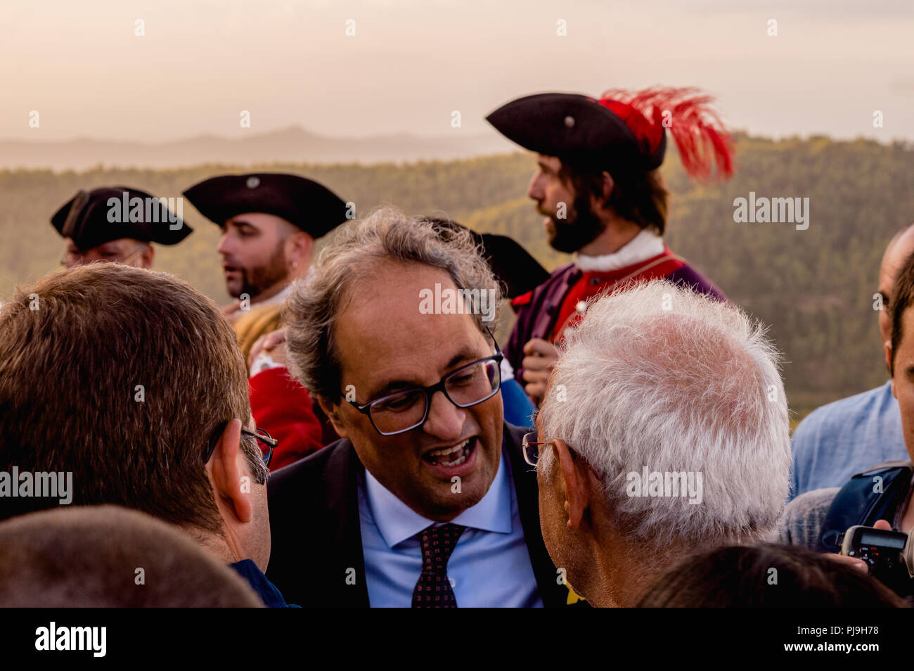 Talamanca,Spain,aniversary of 1714 battle with the presence of Mr Quim Torra president of the Generalita of Catalunya Stock Photo