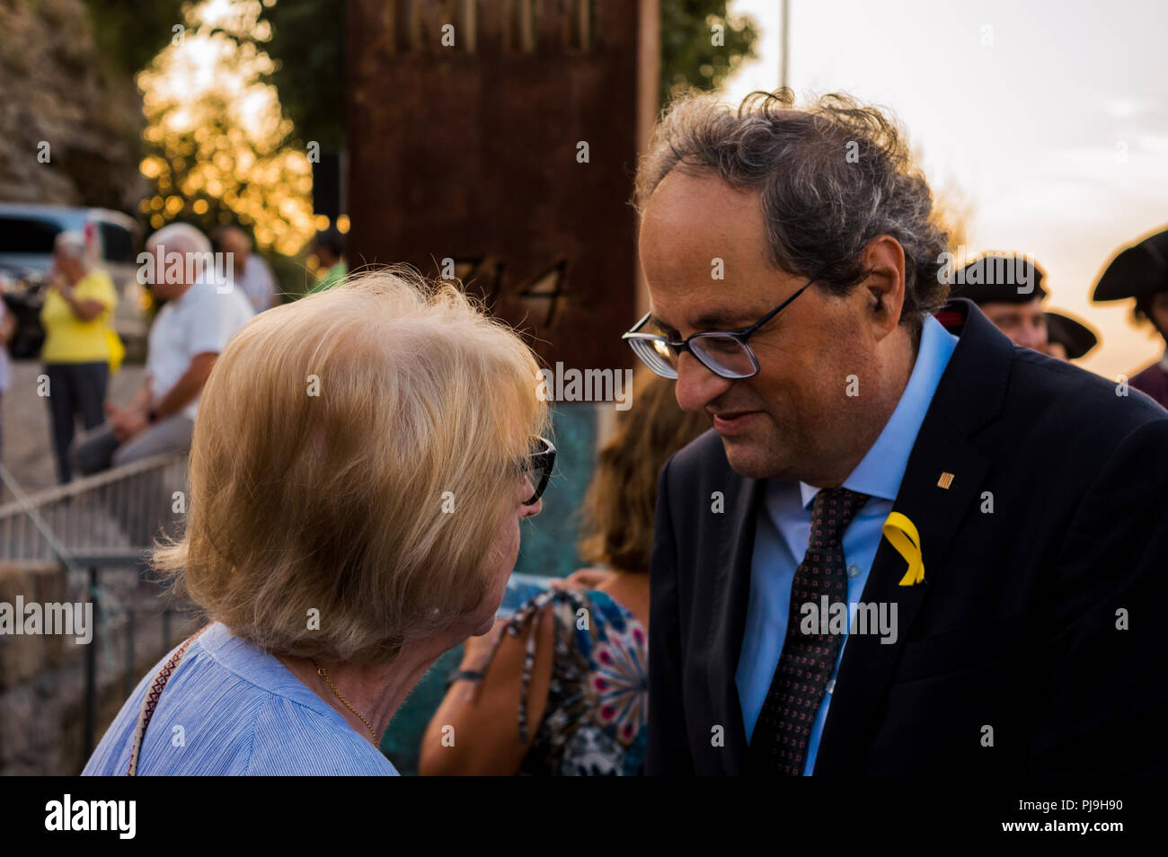 Talamanca,Spain,aniversary of 1714 battle with the presence of Mr Quim Torra president of the Generalita of Catalunya Stock Photo