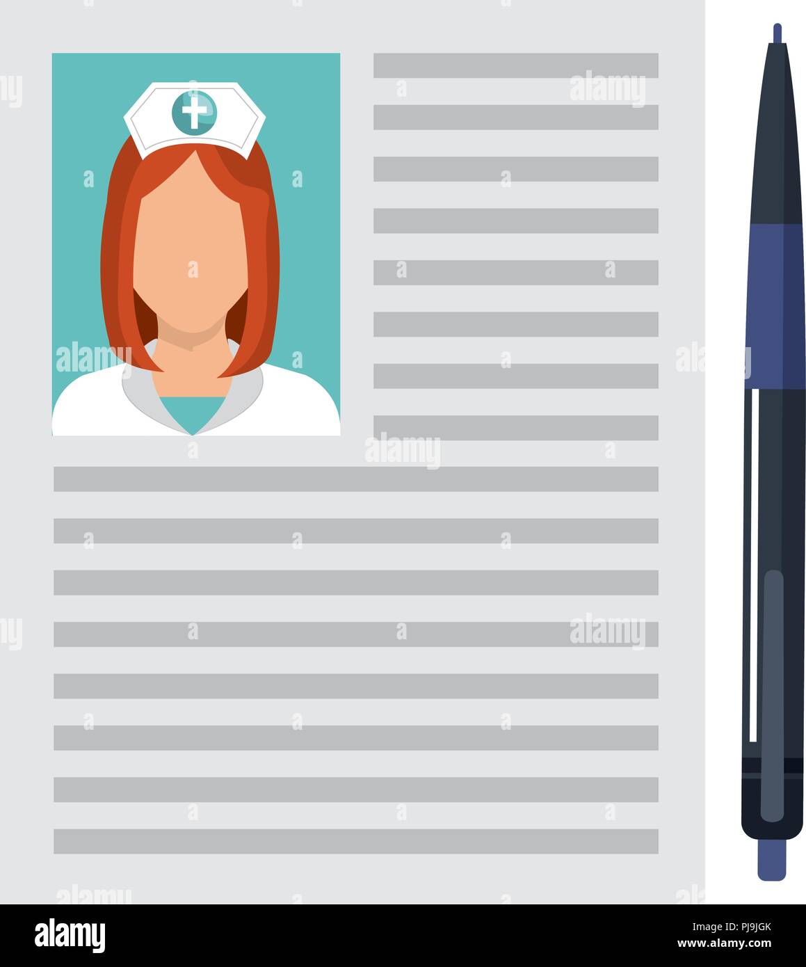 nurse curriculum vitae with pen vector illustration design Stock Vector ...