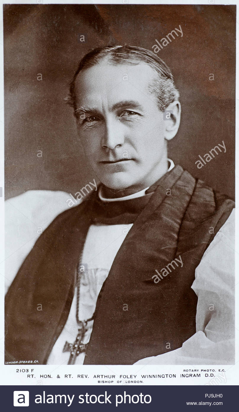 Arthur Foley Winnington-Ingram portrait, 1858 – 1946, was Bishop of London from 1901 to 1939, vintage real photograph postcard from 1909 Stock Photo