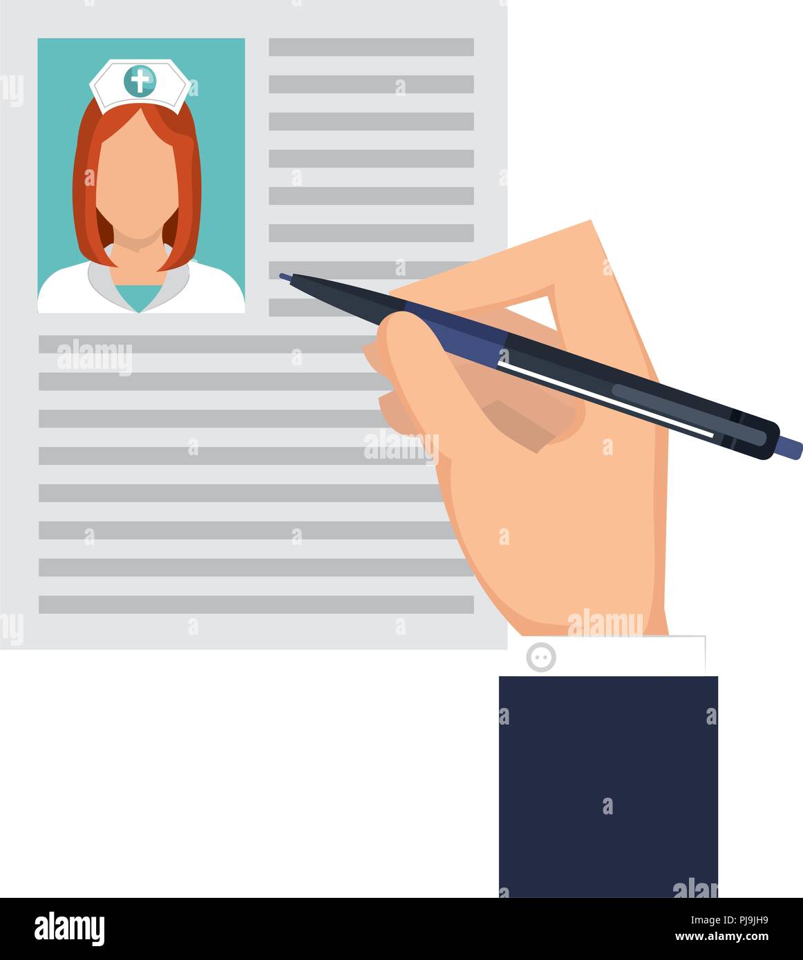 hand writing in nurse curriculum vitae vector illustration design Stock ...