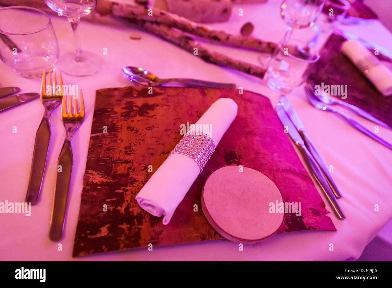 Wedding Name Tag on Wooden Table Decoration Stock Photo Alamy