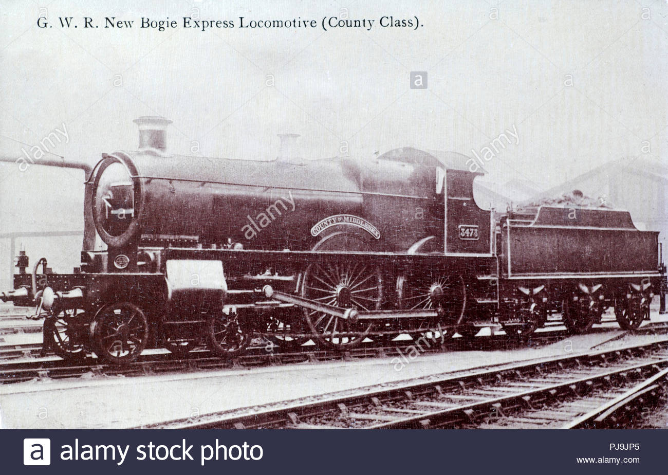 New Bogie Express locomotive, County Class, vintage real photograph postcard from c1900 Stock Photo