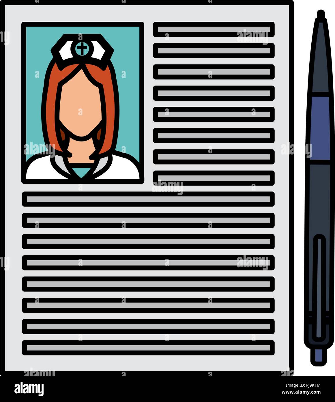 nurse curriculum vitae with pen vector illustration design Stock Vector ...