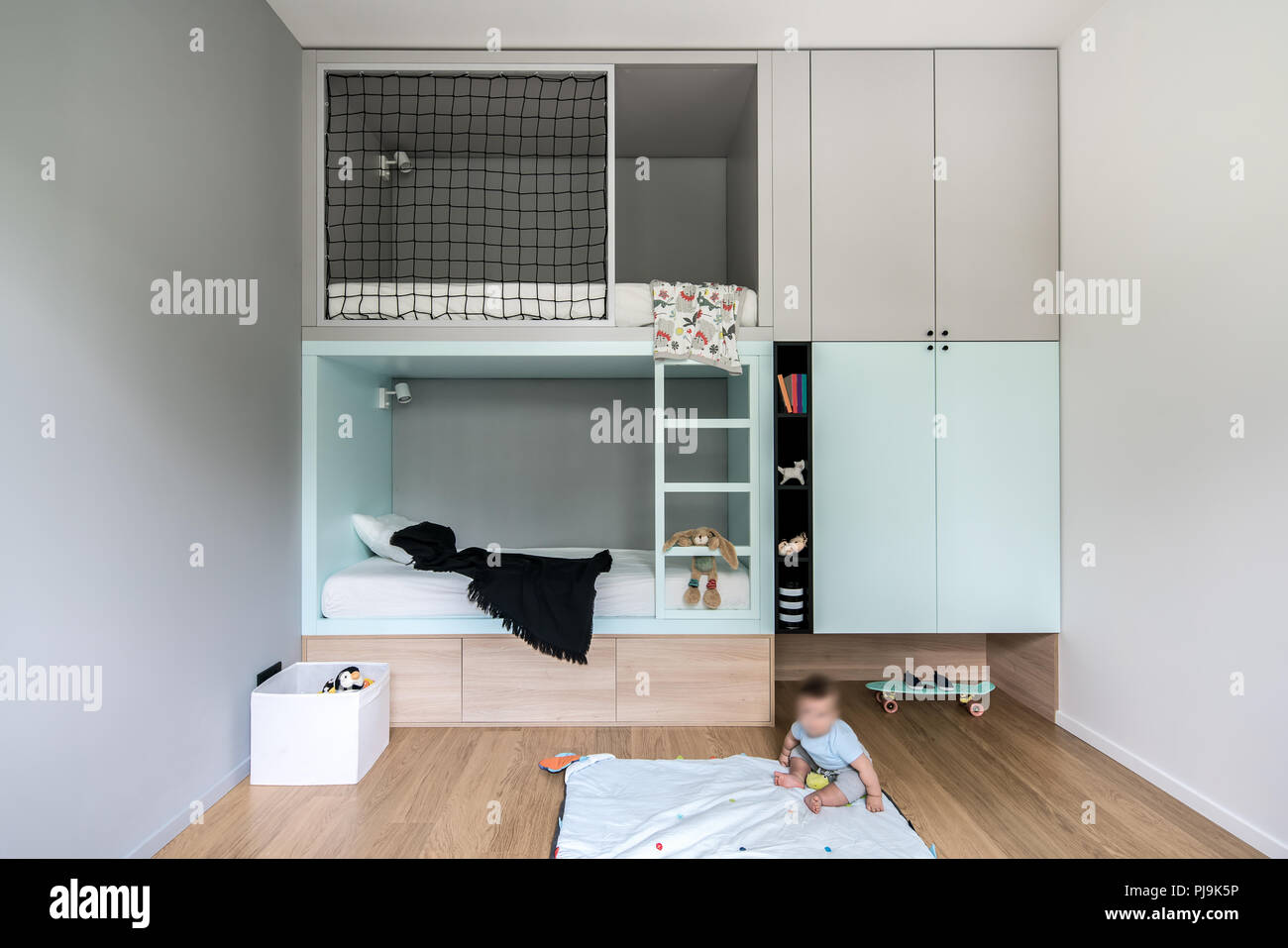 Kid's room in modern style with loft bed Stock Photo