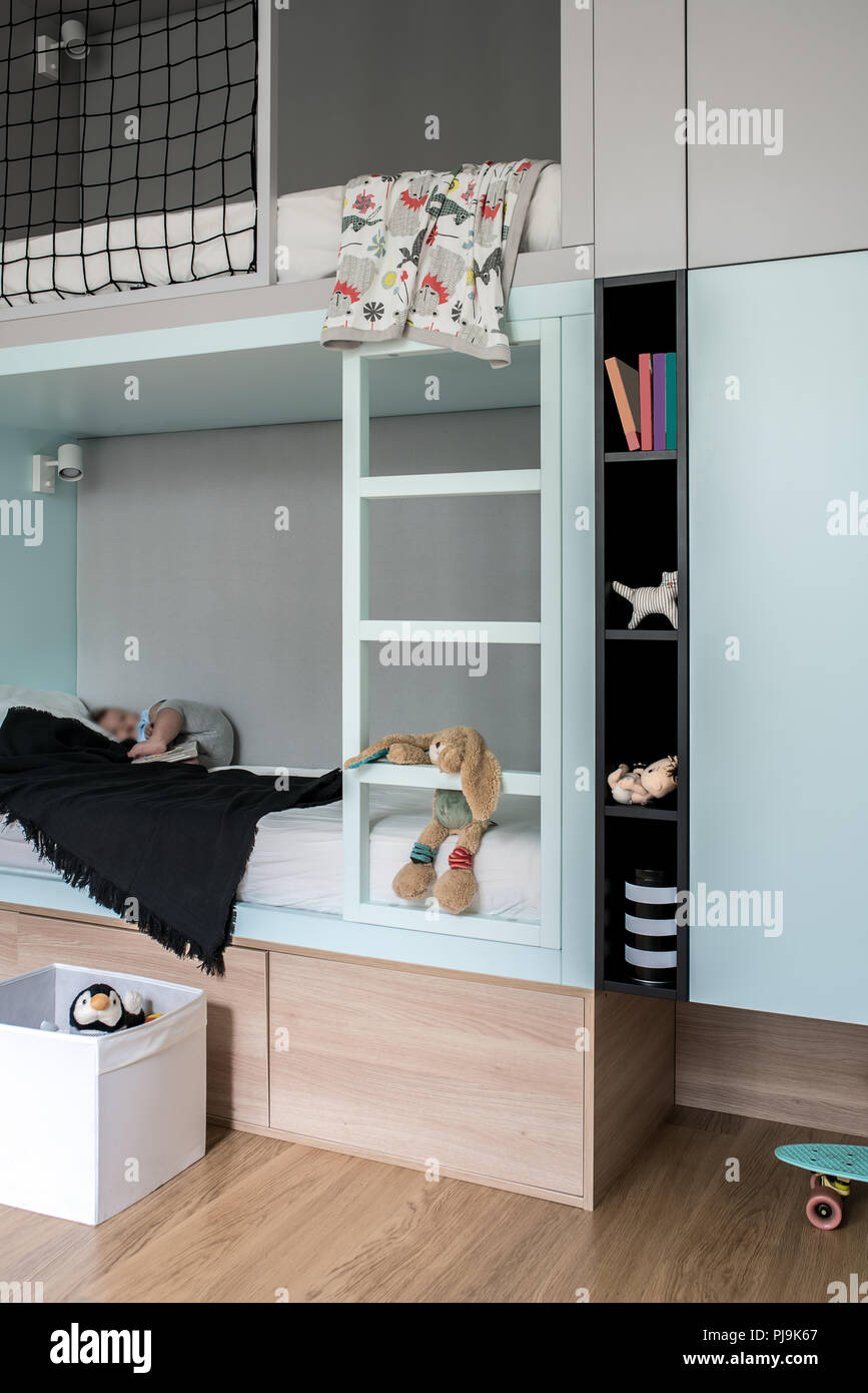 Children's room in modern style with loft bed Stock Photo