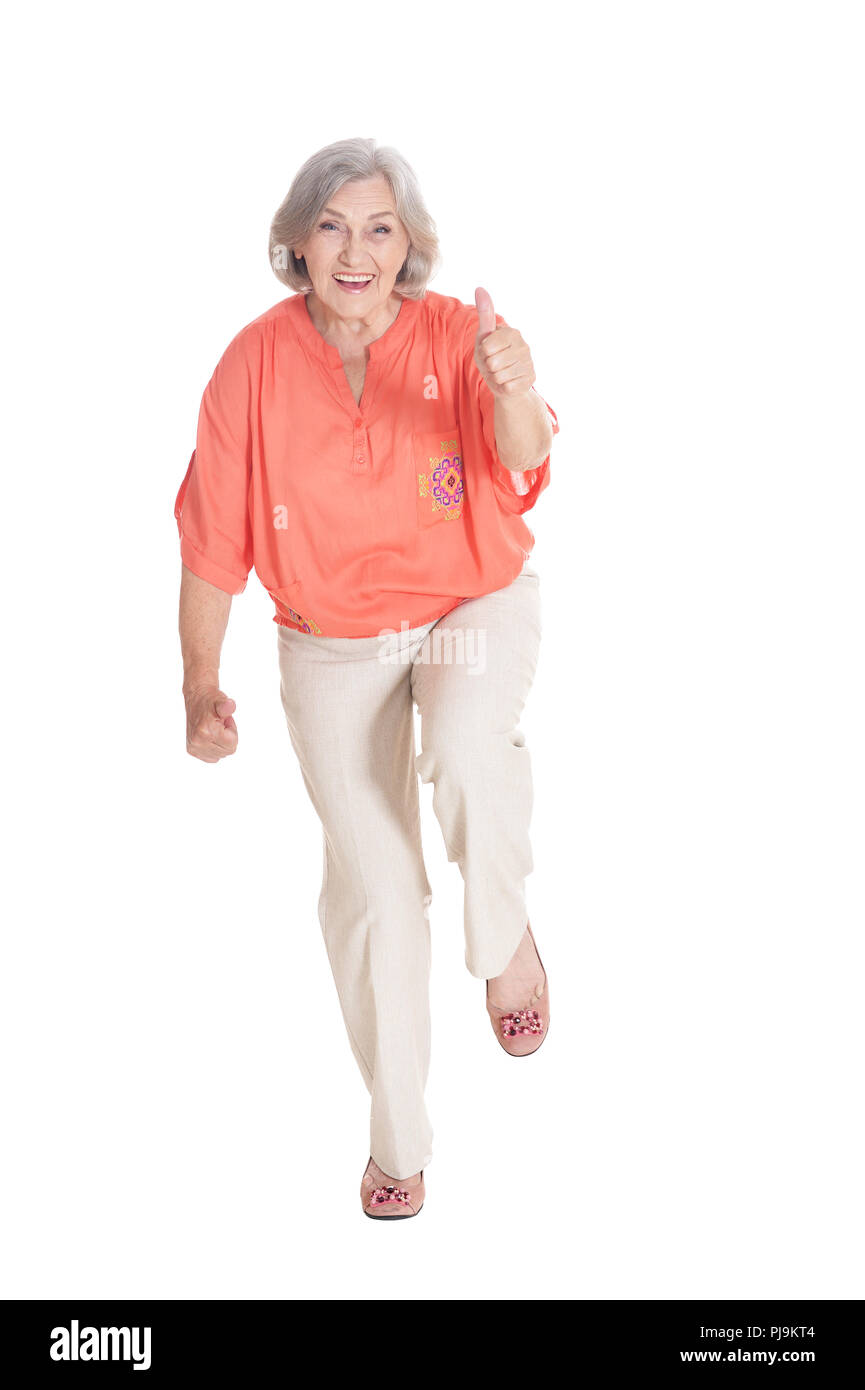 Portrait of beautiful senior woman on white background Stock Photo - Alamy