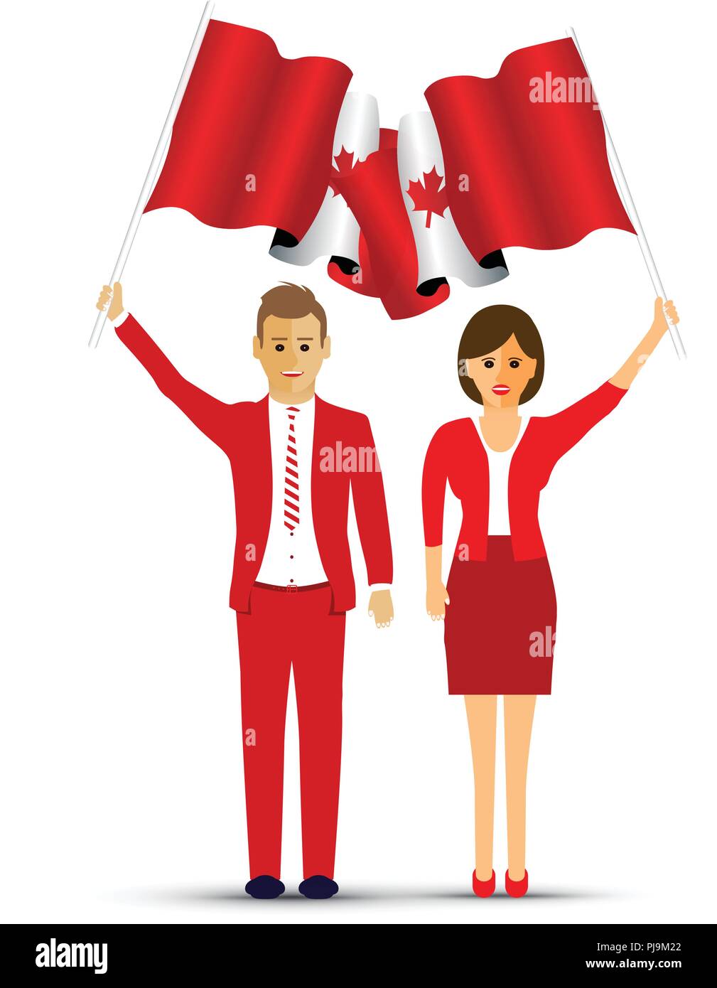 couple waving canadian flags Stock Vector
