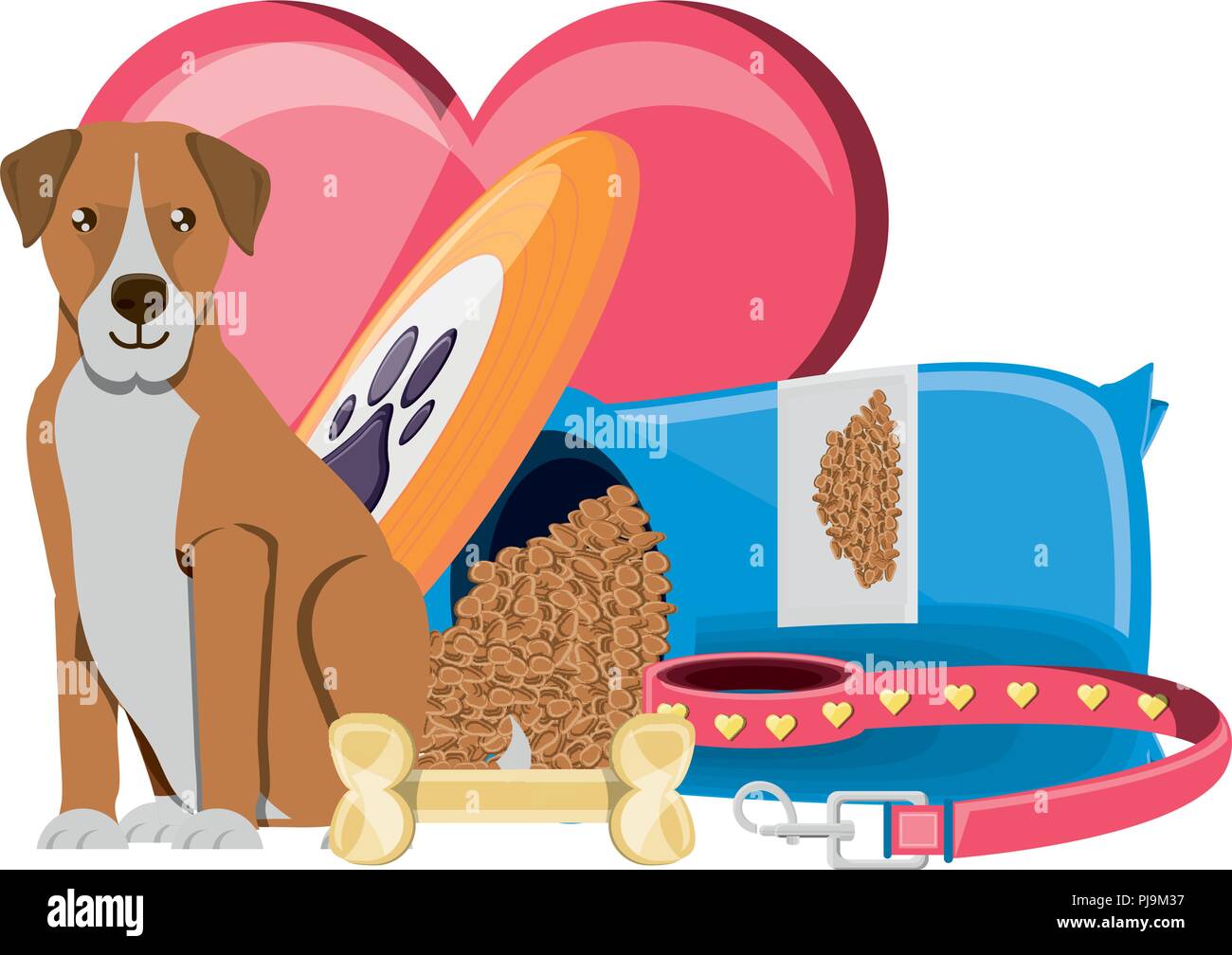 love pets design with heart with cute boxer and related icons over white background, vector