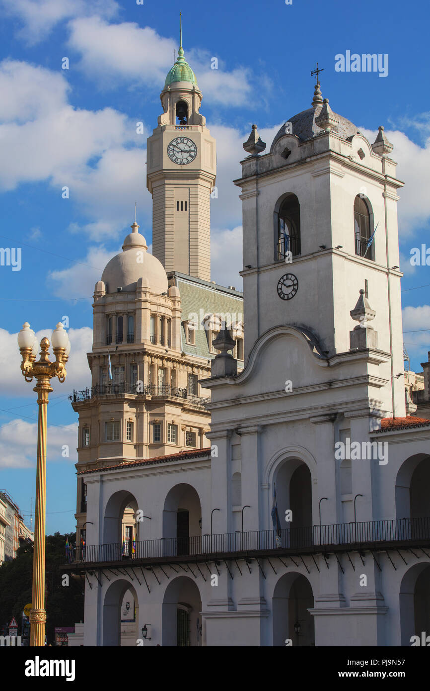 The tower of the Cabildo Museum. Plaza de Mayo, Buenos Aires, Argentina. Stock Photo