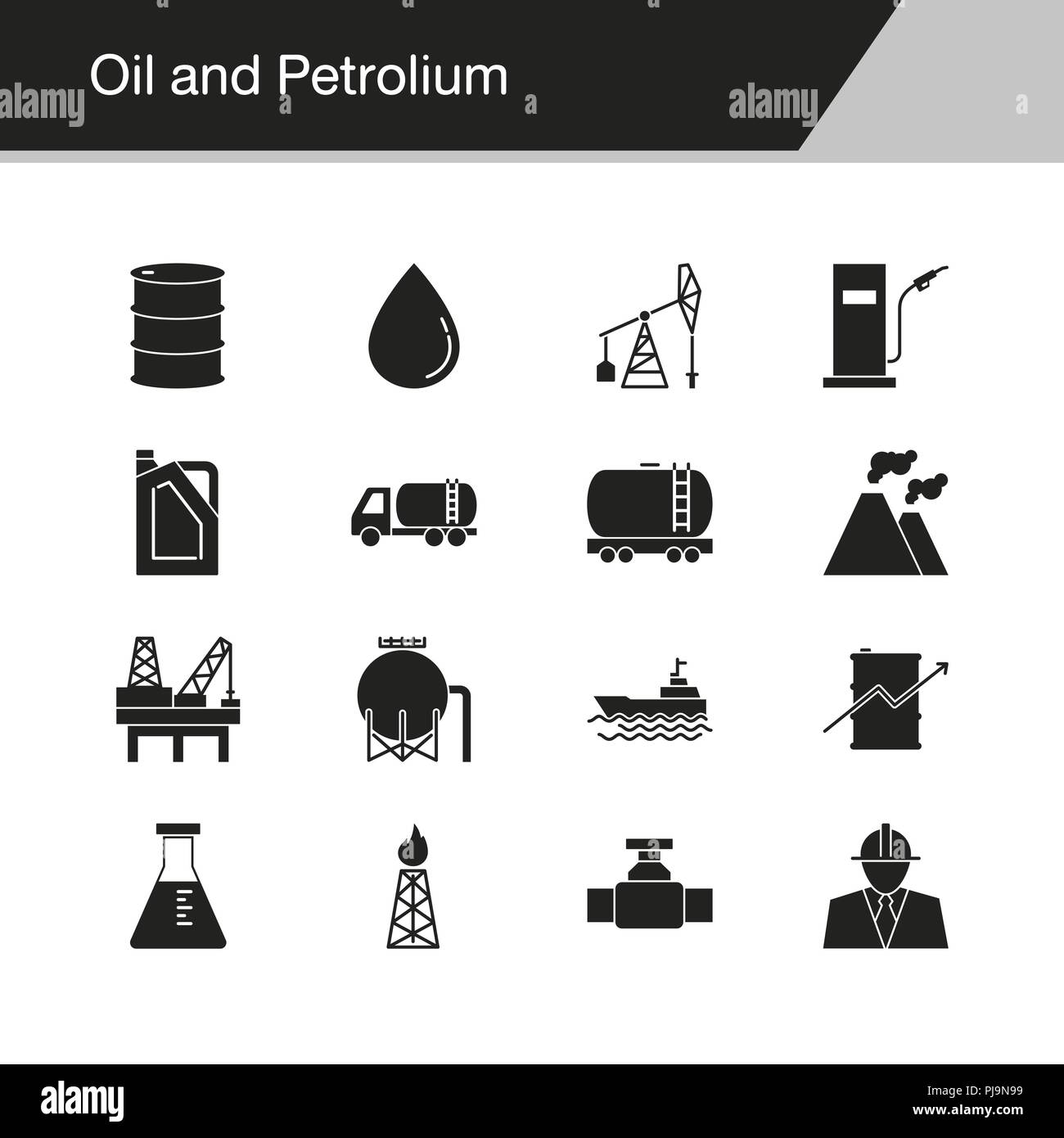 Oil and Petrolium icons. Design for presentation, graphic design, mobile application, web design, infographics. Vector illustration. Stock Vector