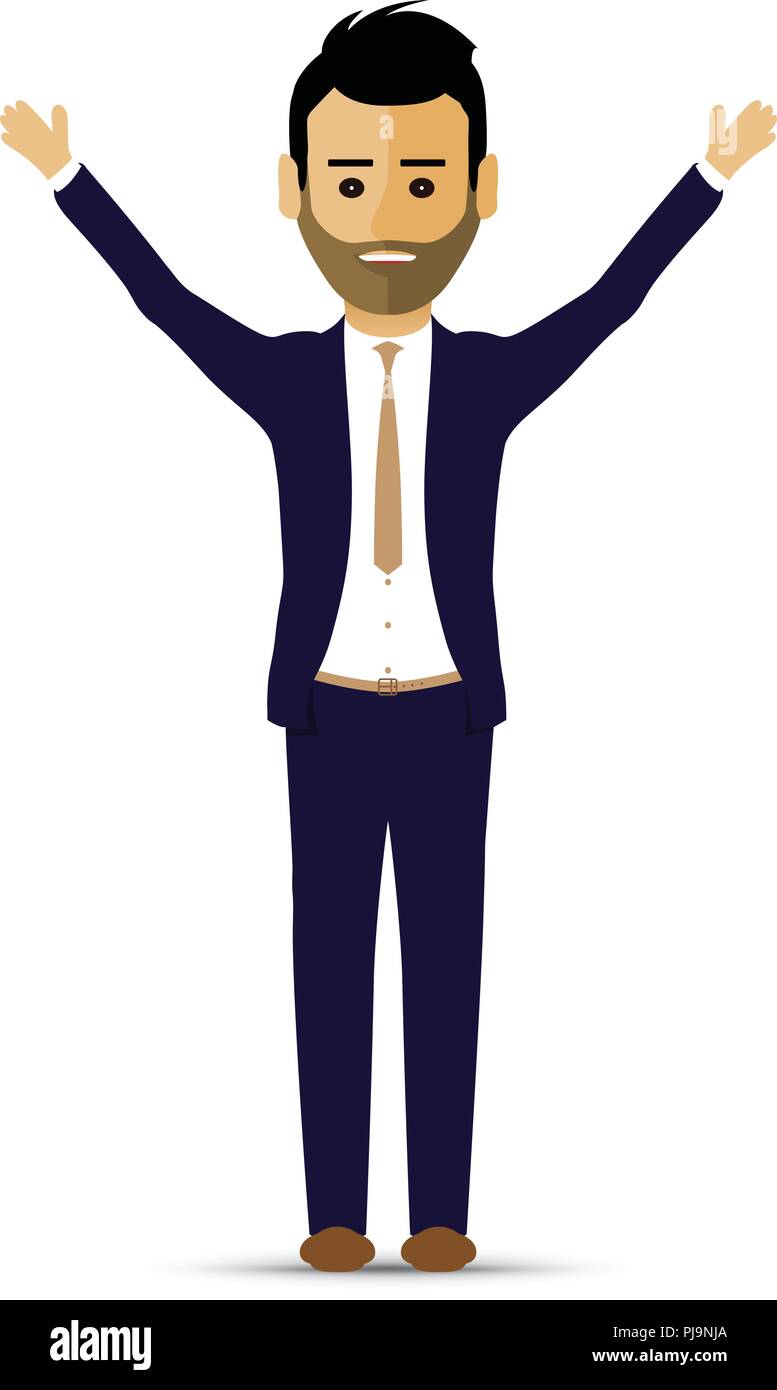 business man hands up greeting Stock Vector