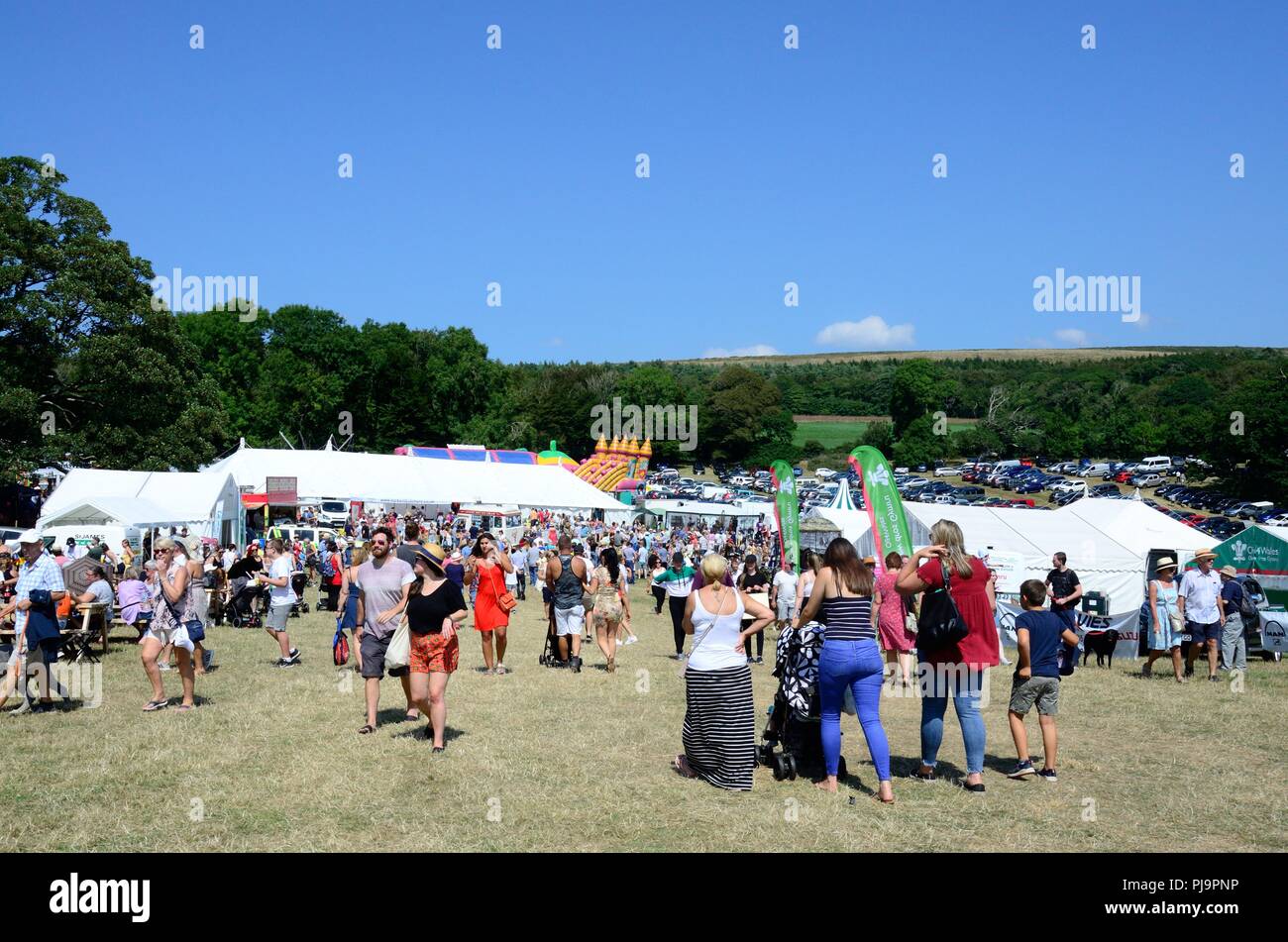 Crowds of people walking in an agricultural show Vale of Glamorgan Wales Cymru UK Stock Photo