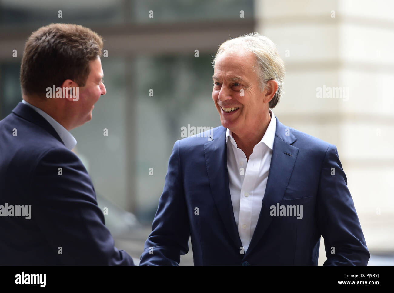 Former prime minister Tony Blair arriving at BBC New Broadcasting House