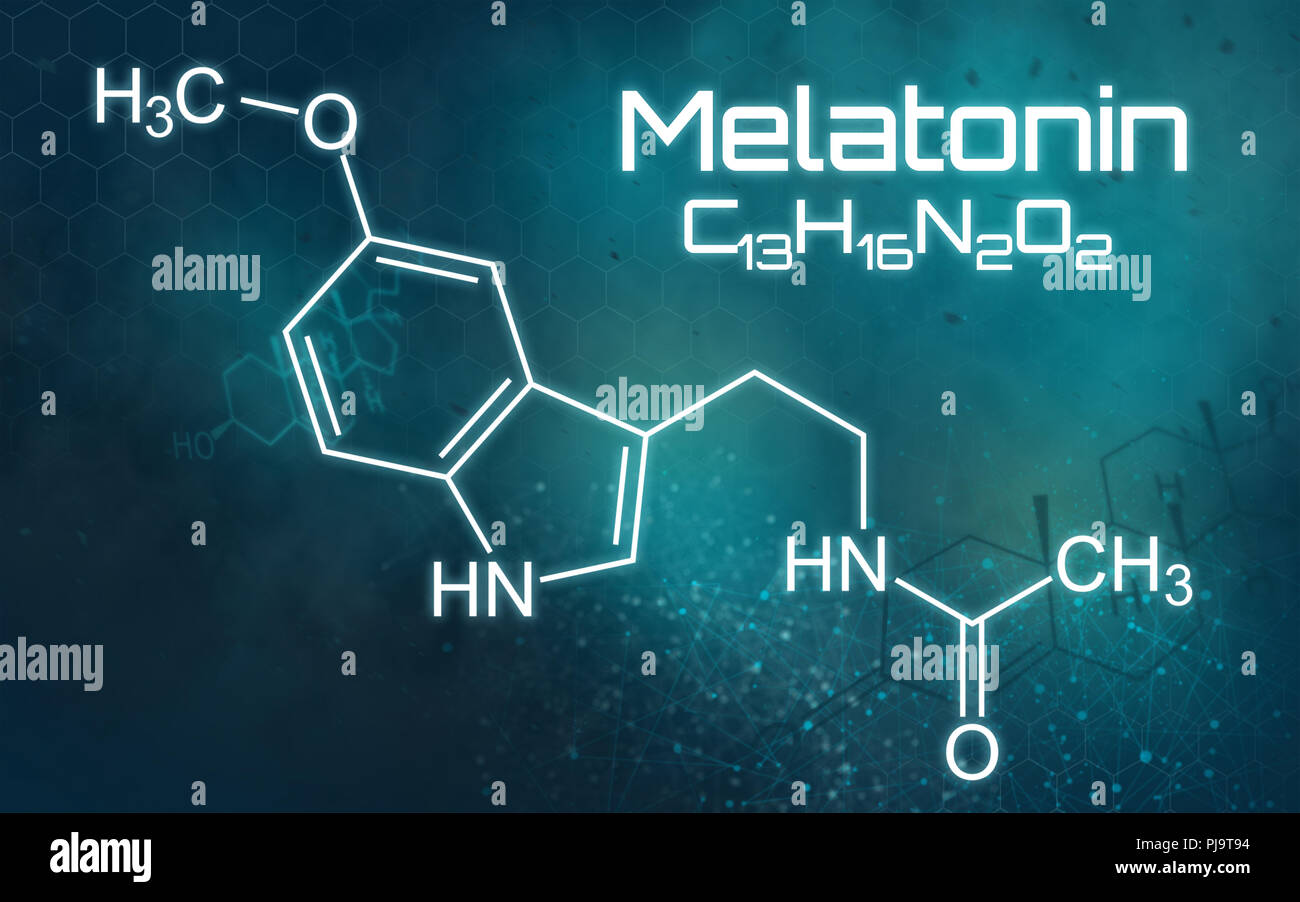 Chemical formula of Melatonin Stock Photo Alamy