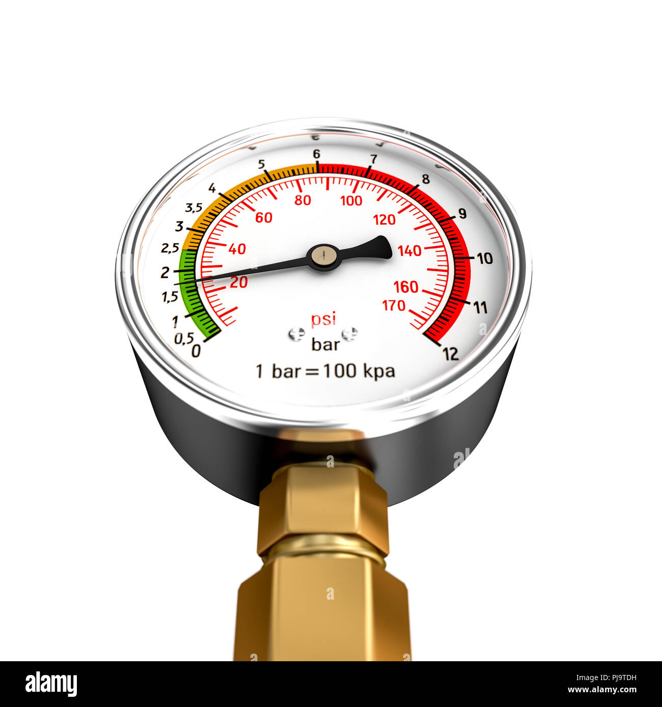 isolated pressure gauge 3d rendering image Stock Photo