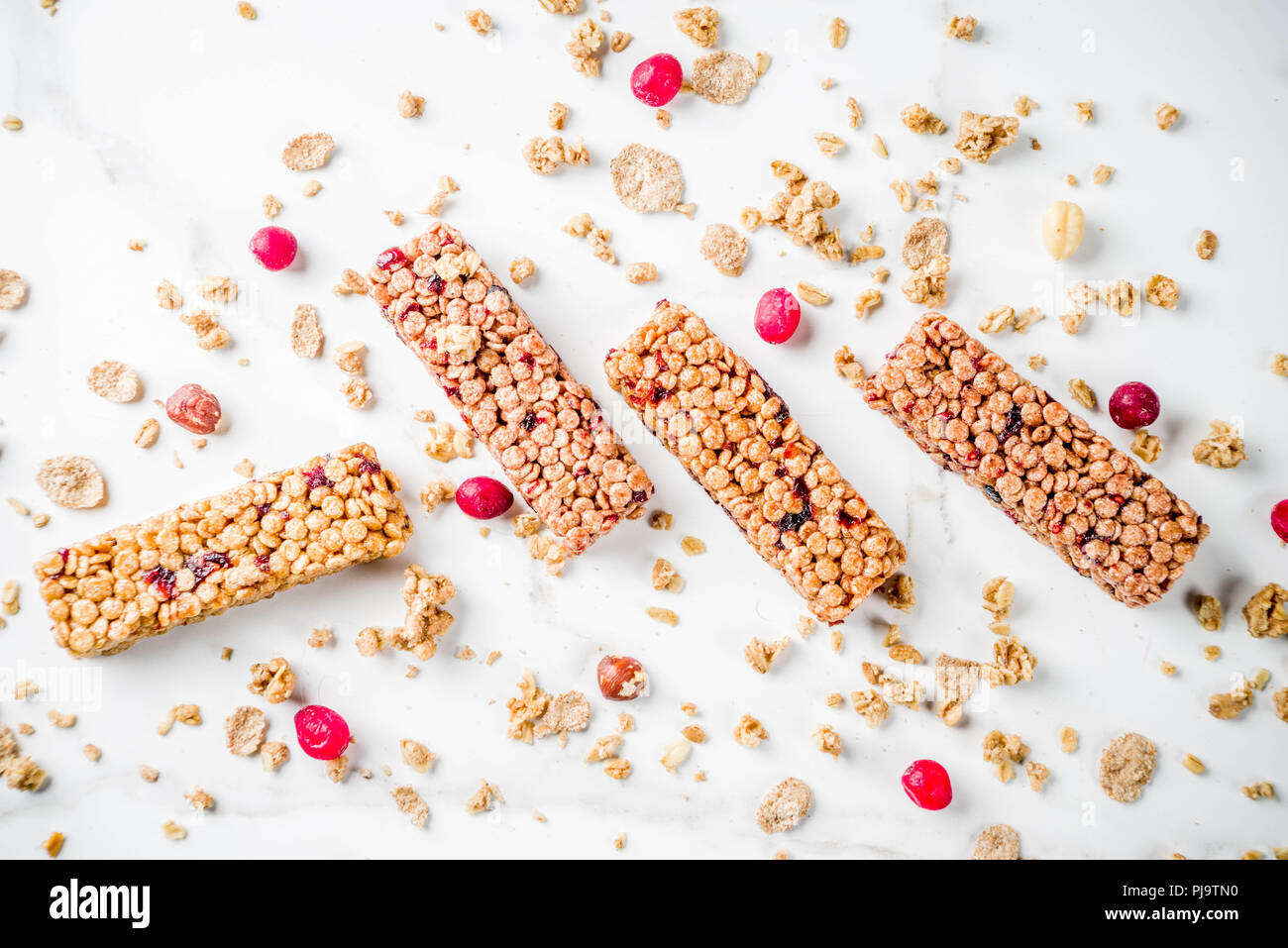 Multi grain granola muesli bar. Healthy sweet food, diet snack, with