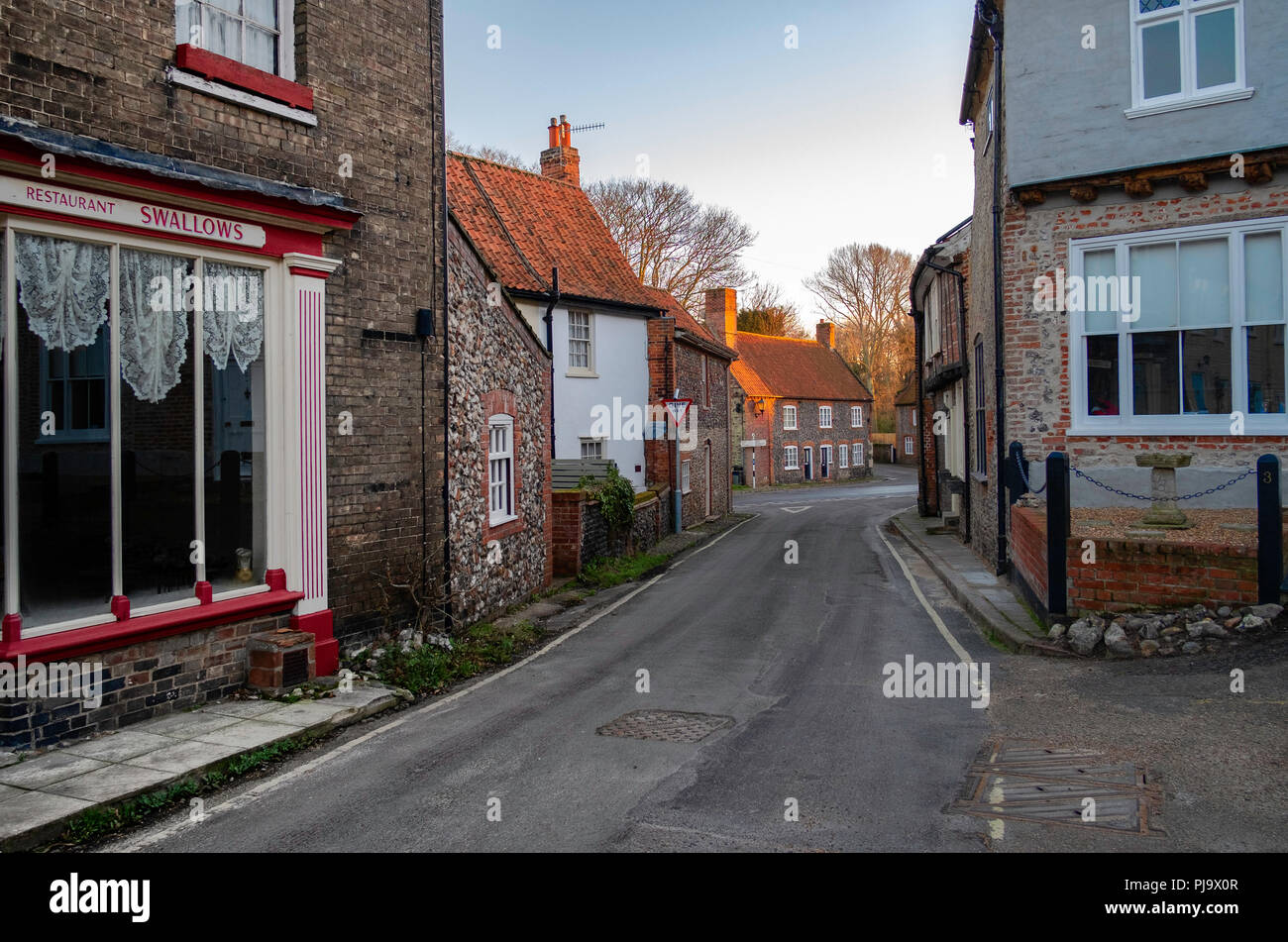 Little side street in Walsingham, North Norfolk, United Kingdom. Stock Photo