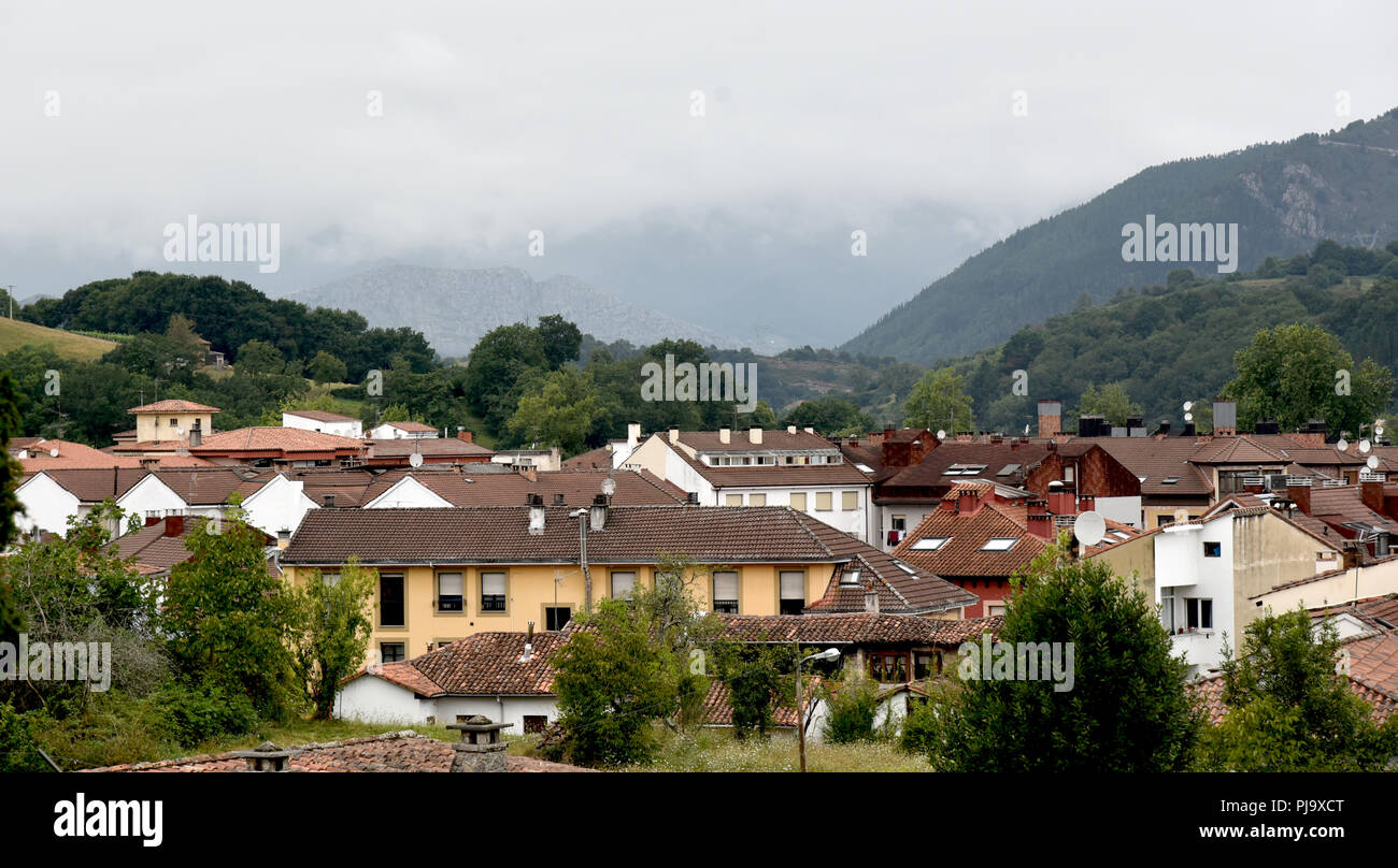 rural landscape with houses in Asturias, Spain Stock Photo Alamy