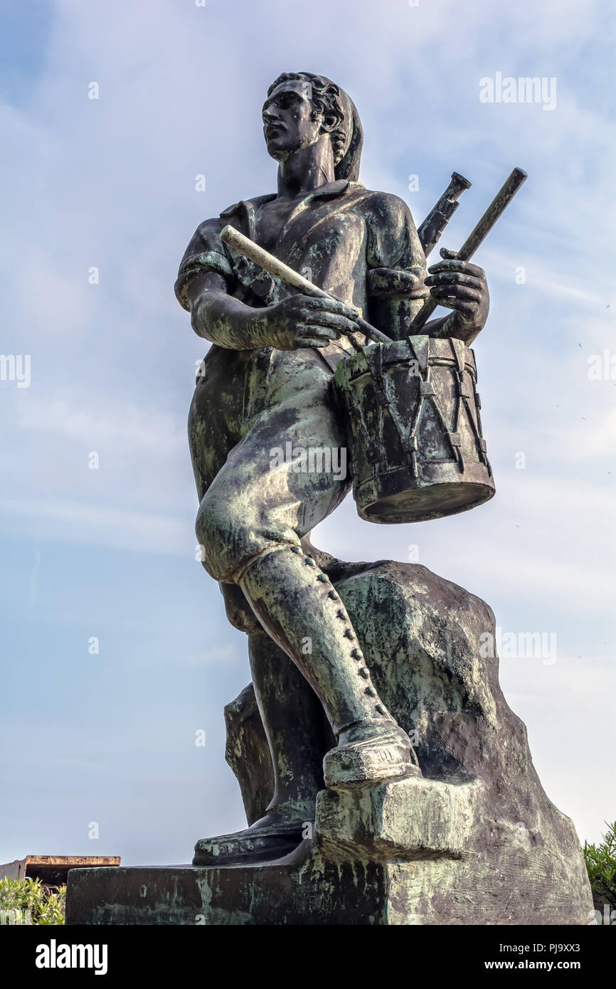 Barcelona, Spain - May 10, 2018: Statue of the Drummer of El Bruc by sculptor Frederic Mares at the Montjuic Castle. Stock Photo