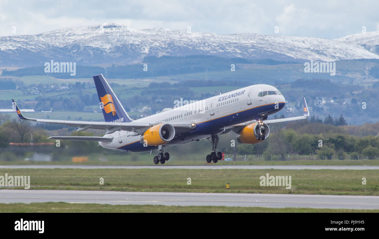 Icelandair[needs Icelandic IPA] is the flag carrier of Iceland, headquartered at Keflavík International Airport in Iceland. It is part of the Icelanda Stock Photo