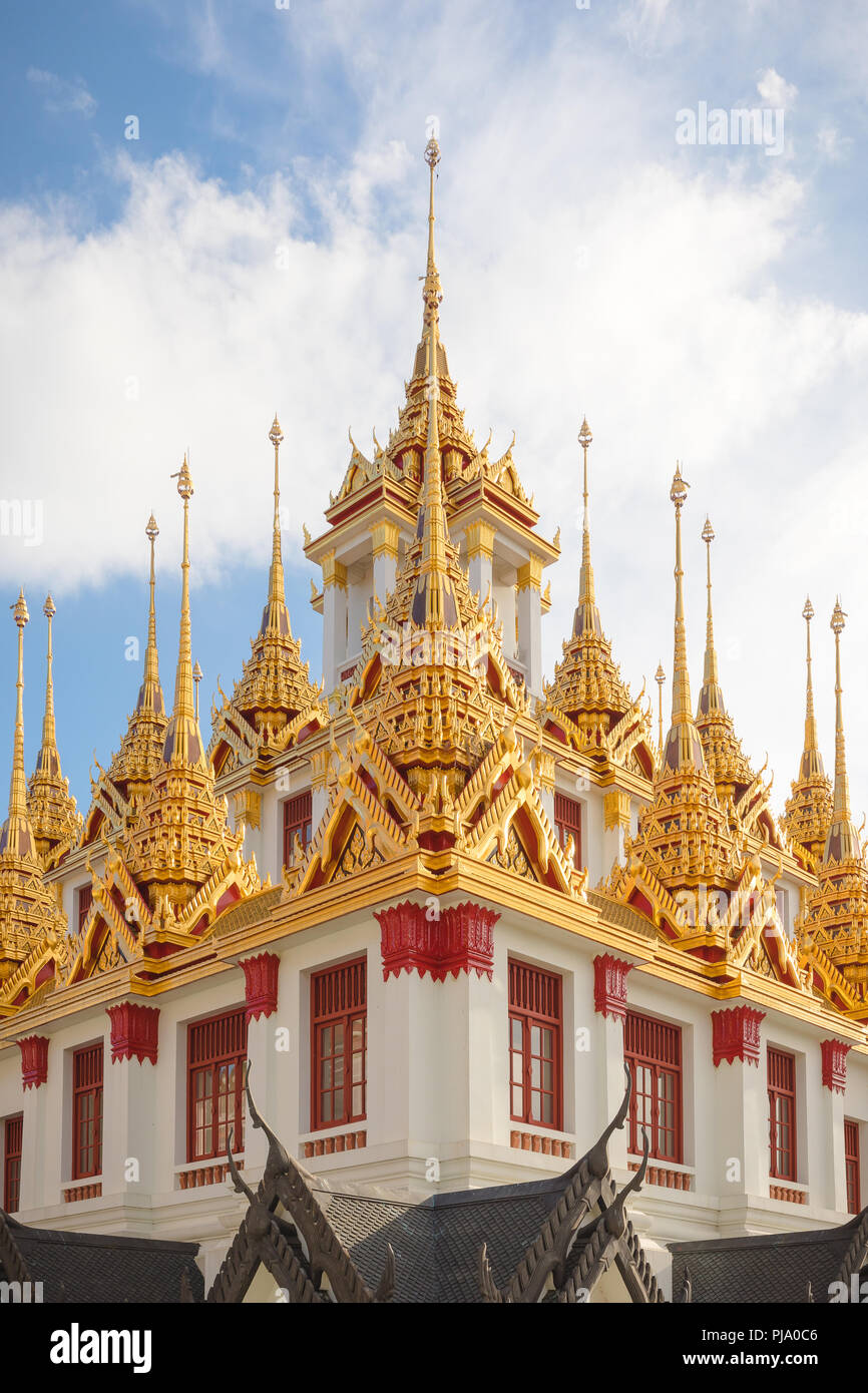 details of Wat Ratchanatdaram roofs , Thailand Stock Photo