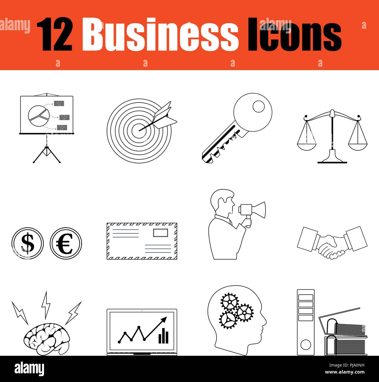 Business icon set. Thin Line design. Vector illustration Stock Vector ...