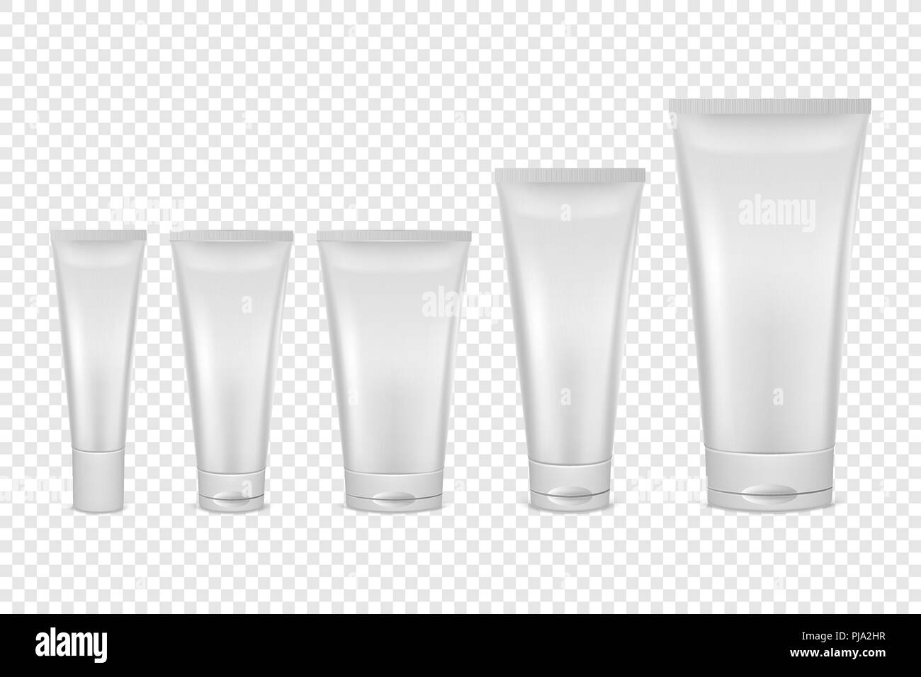 Vector realistic white blank plastic closed cosmetic tube icon set ...