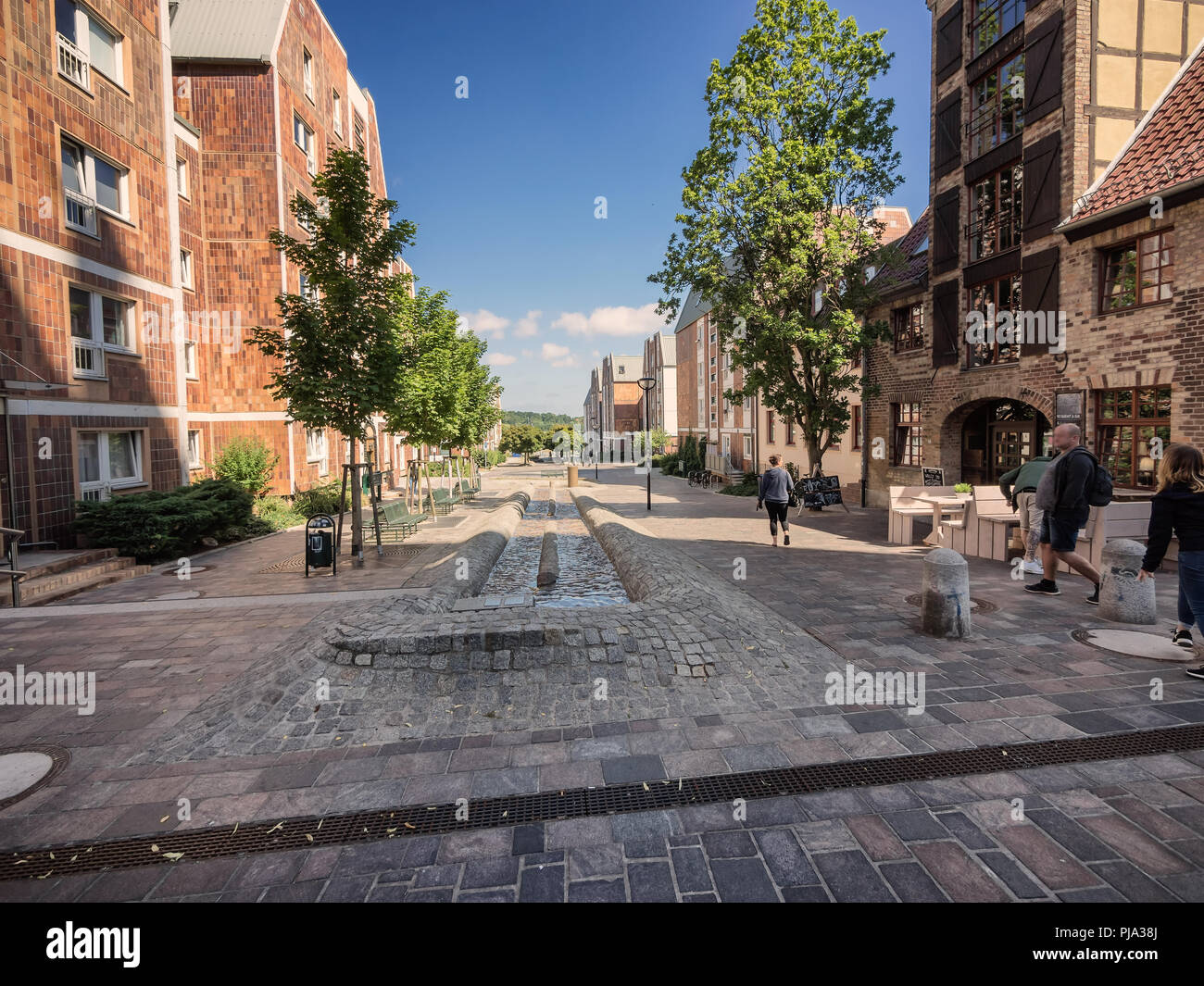 Streets in Rostock on a summers day, Germany Stock Photo
