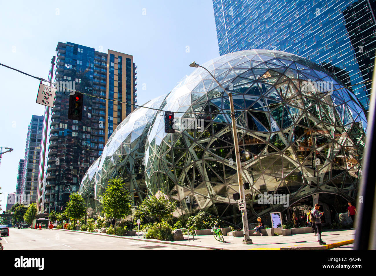 Amazon's glass spheres at their headquarters in downtown Seattle