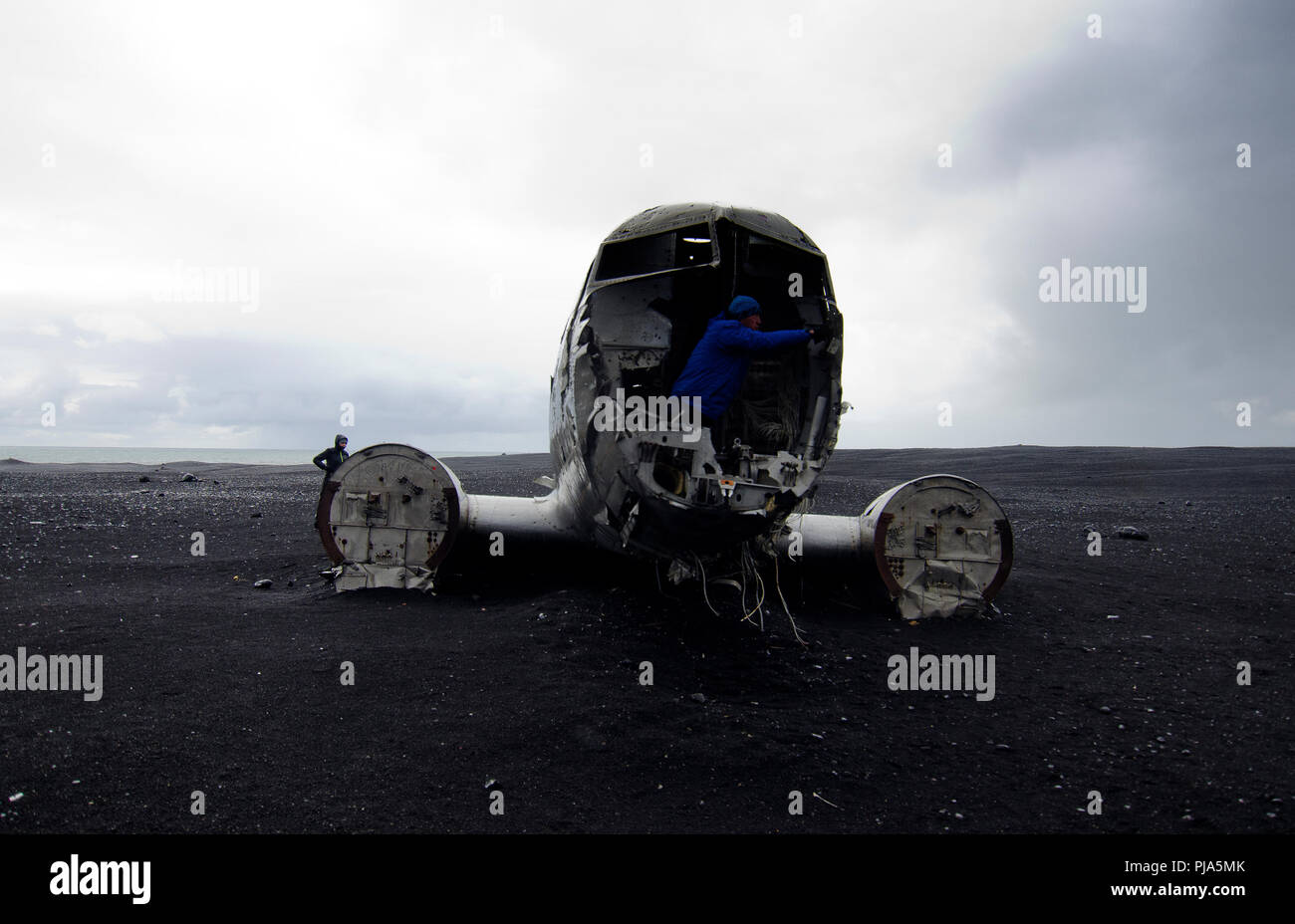Crashed DC3 plane Vik, Southern Iceland Stock Photo