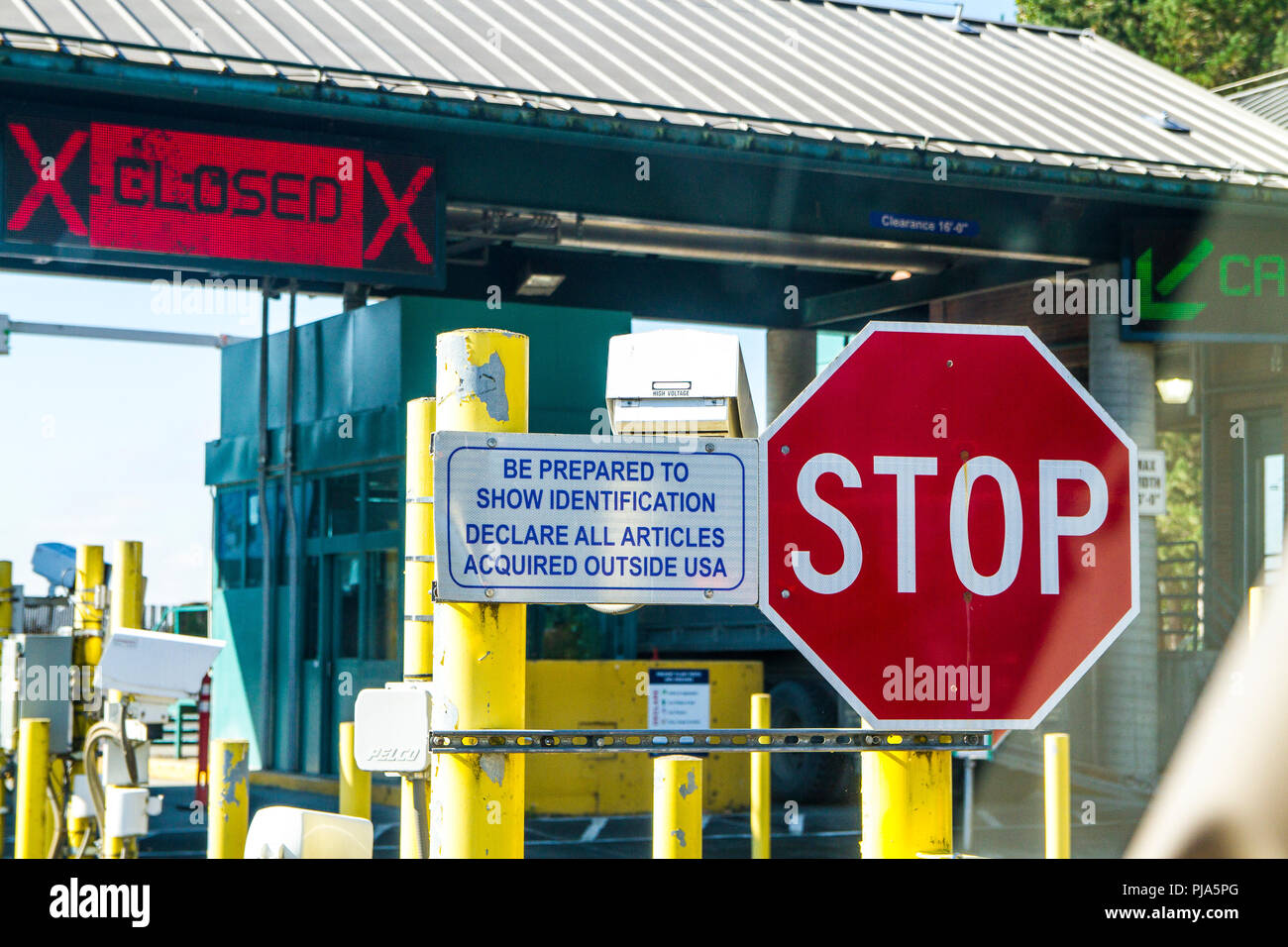 The United States border crossing station in Sumas Washington on the US