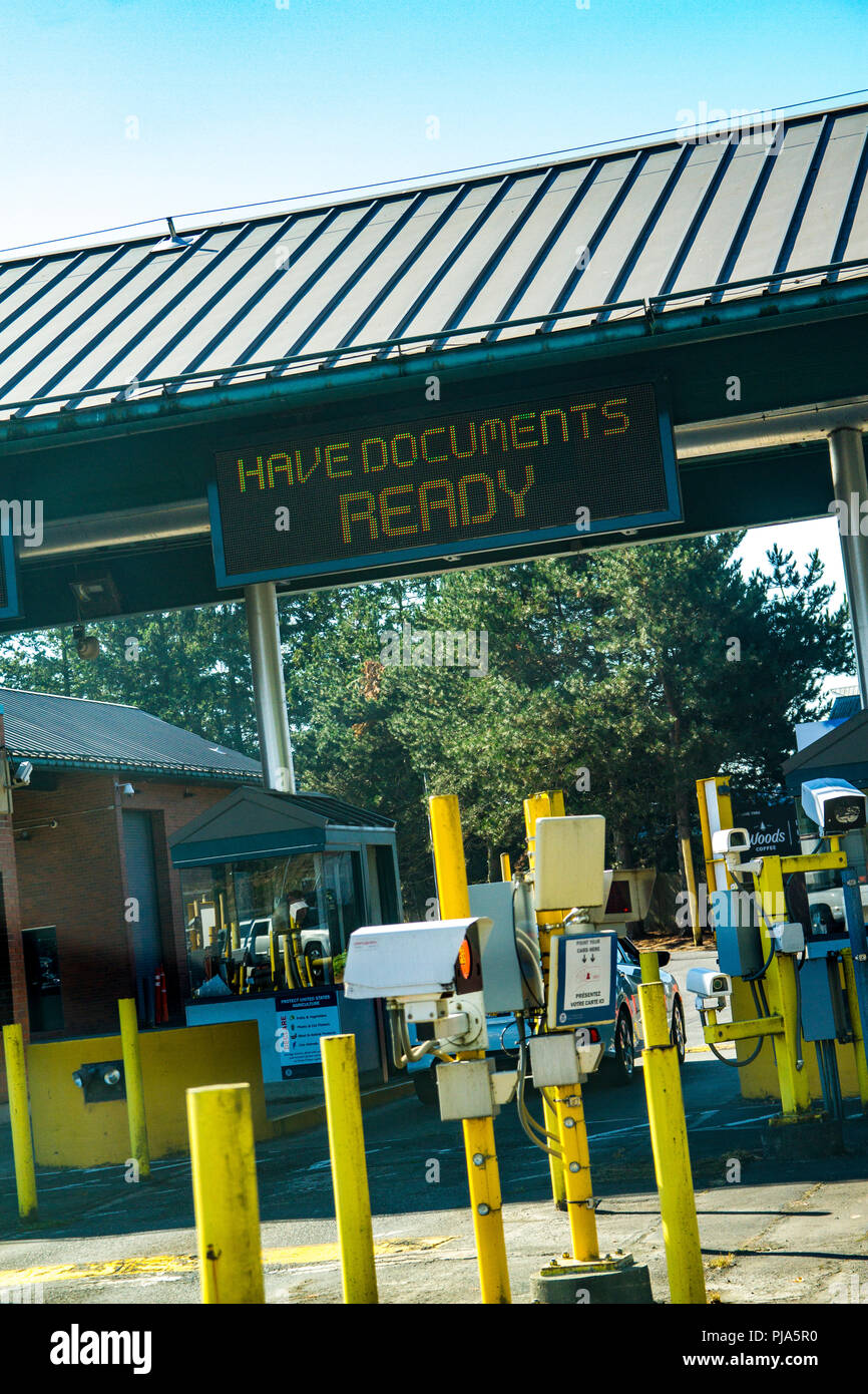 The United States border crossing station in Sumas Washington on the US