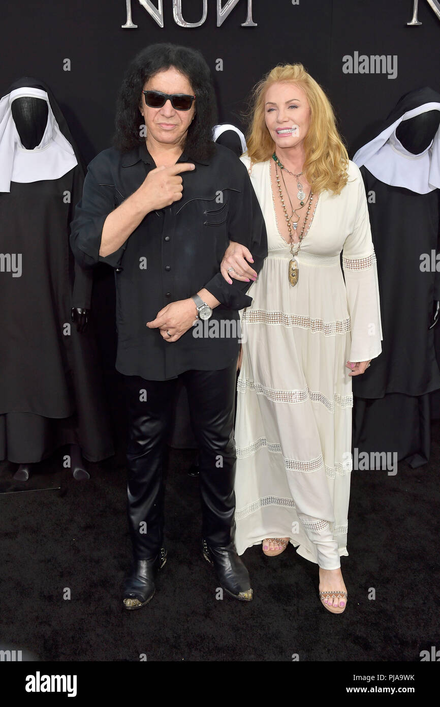 Gene Simmons and his wife Shannon Tweed attending 'The Nun' premiere at the TCL Chinese Theatre on September 4, 2018 in Los Angeles, California. Stock Photo