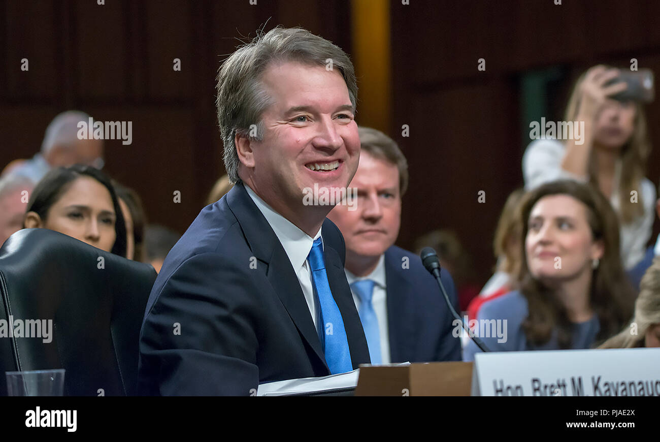 Washington DC, September 5, 2018, USA: Judge Brett Kavanaugh attends his confirmation hearing to become the next Supreme Court Justice on Capitol Hill in Washington DC. Patsy Lynch/MediaPunch Stock Photo