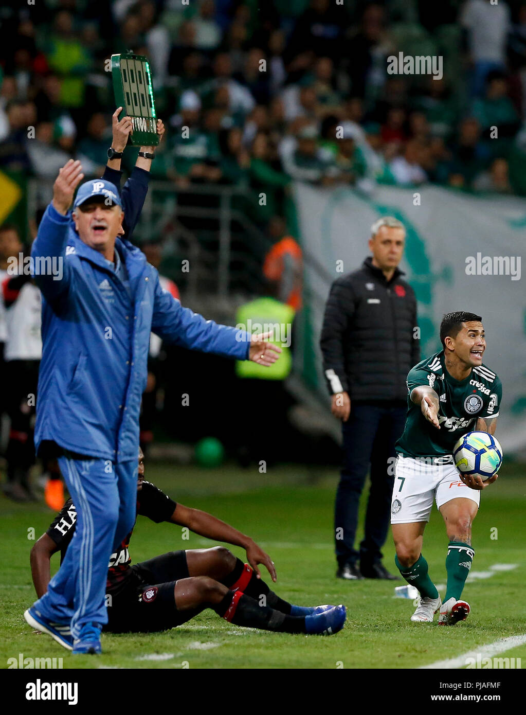 Sao Paulo Sp 05 09 2018 Palmeiras X Atletico Pr Dudu And Felipao During The Match Between Palmeiras And Atletico Paranaense Held At Allianz Park West Zone Of Sao Paulo The Match