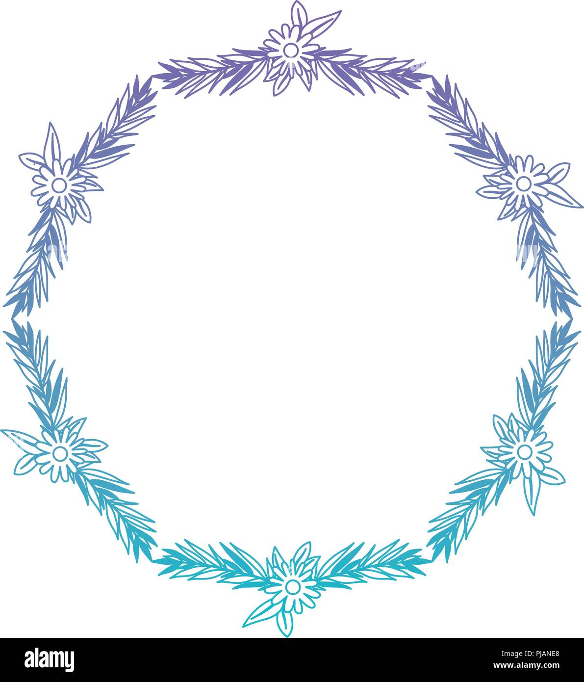 beautiful flower and leafs circular frame Stock Vector Image & Art - Alamy