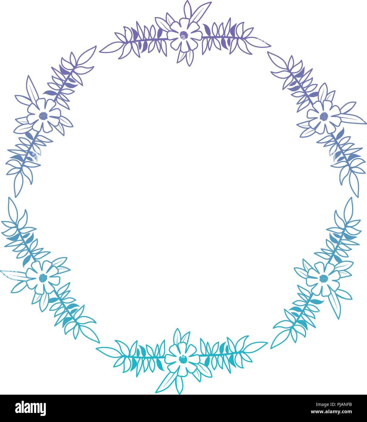 beautiful flower and leafs circular frame Stock Vector Image & Art - Alamy