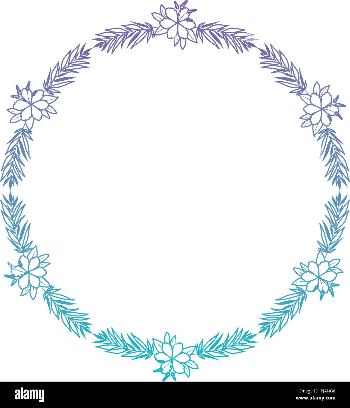 beautiful flower and leafs circular frame Stock Vector Image & Art - Alamy