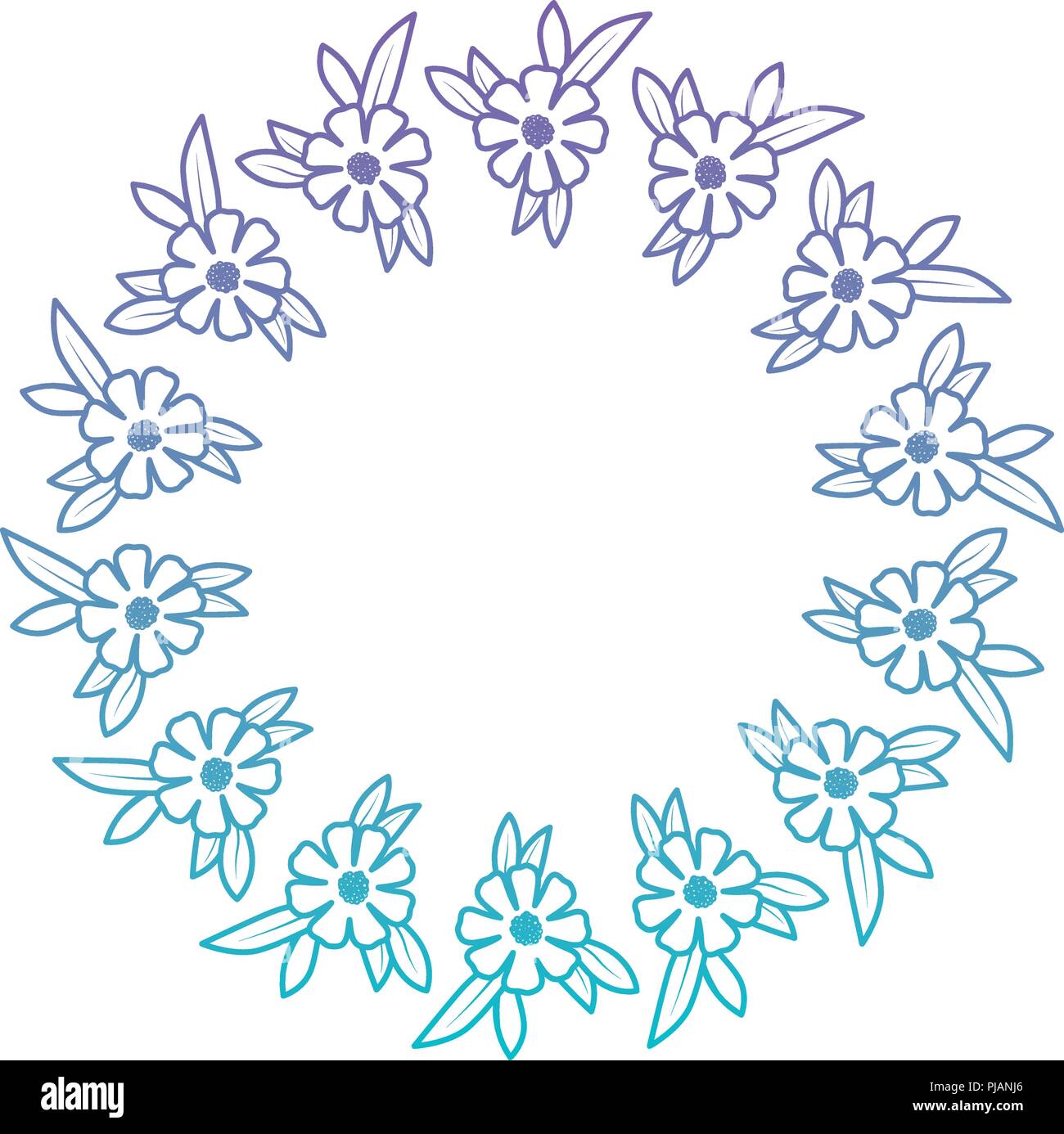 beautiful flower and leafs circular frame Stock Vector Image & Art - Alamy