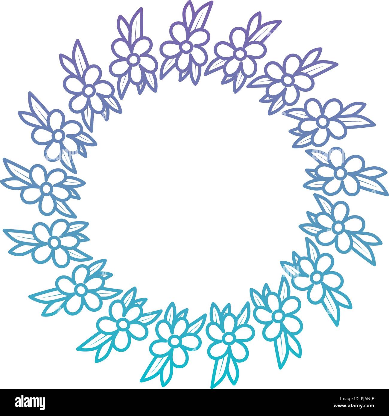 beautiful flower and leafs circular frame Stock Vector Image & Art - Alamy