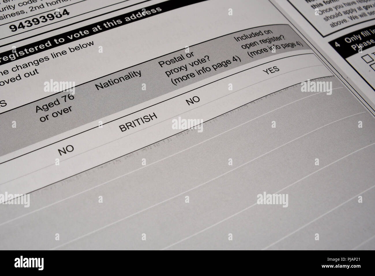 Electoral register form for UK British citizens. Register to vote in
