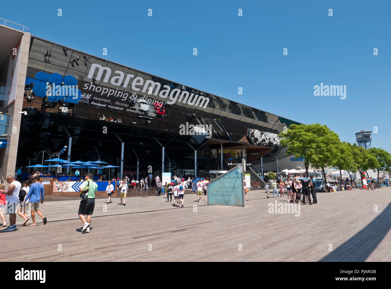 A huge shopping mail called Maremagnum near the Port Vell, Barcelona, Spain Stock Photo
