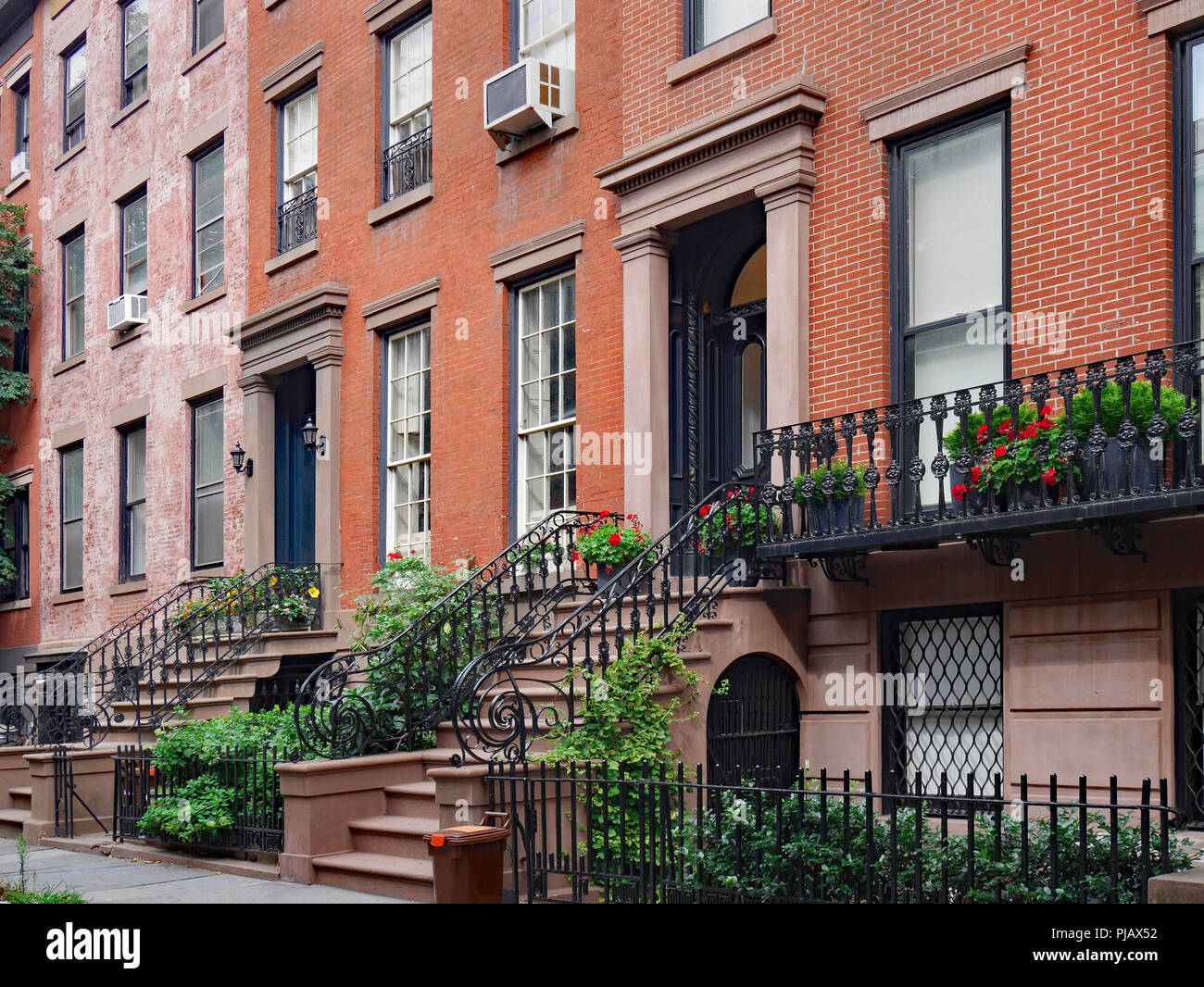 front steps of New York brownstone apartment buildings Stock Photo Alamy