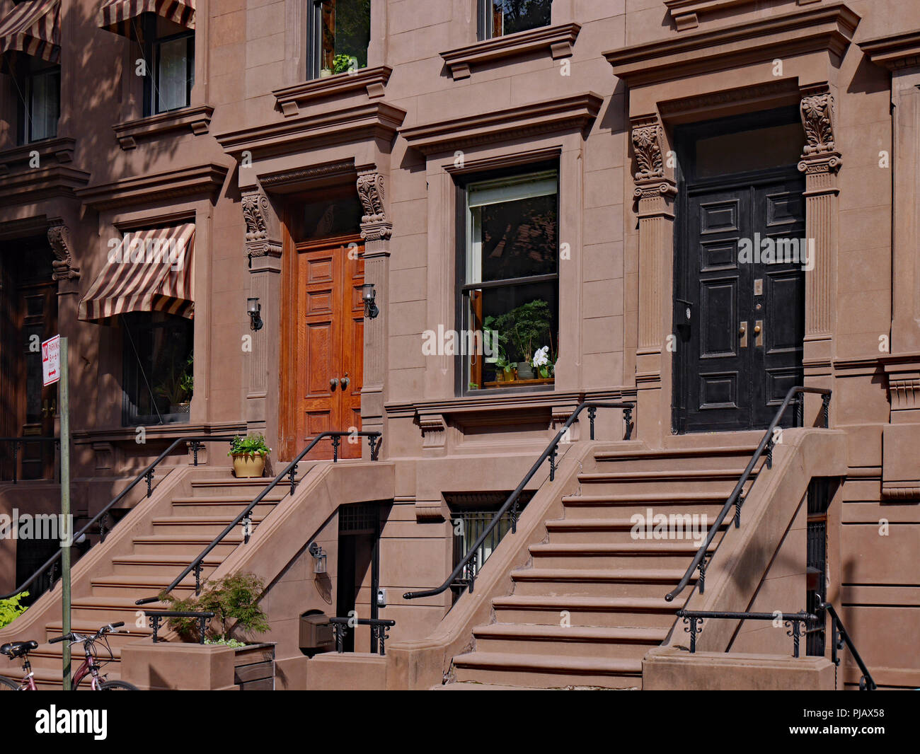 front steps of New York brownstone apartment buildings Stock Photo Alamy