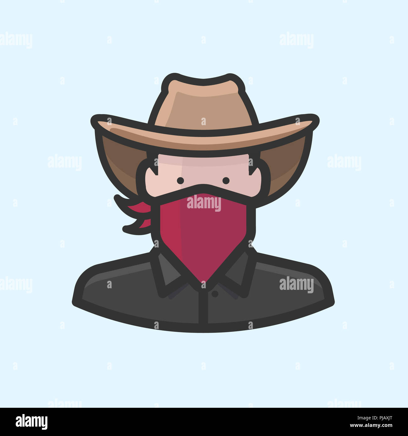 Caucasian man with bandanna and cowboy hat Stock Photo